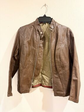 Schott Womens Cafe Racer Leather Jacket Size 6 XS Vintage